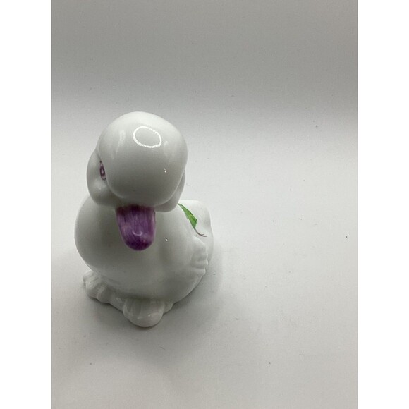 Fenton Duck Purple Flowers Hand Painted Artist Signed N. Kahne Art Glass - Picture 4 of 5